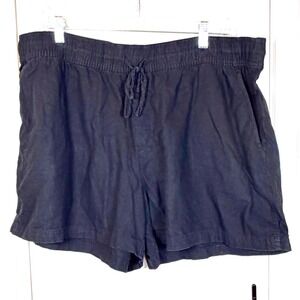 Gap Womens XXL Black Linen Blend Drawstring Elastic Waist Casual Shorts